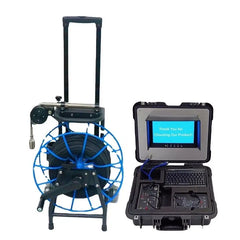 50mm Pan Tilt Pipe Inspection Camera for Underwater Wells 8 Inch AHD Monitor with Screen 20m to 60m with Meter Counter