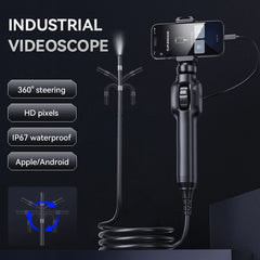 1080P Industrial Endoscope Camera 360 Degree Rotating Borescope for Automotive Pipeline Inspection