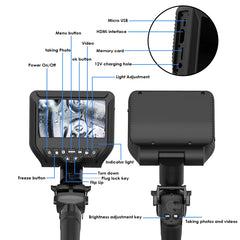 High Temperature Alarm Car Industrial Endoscope 5.5mm Articulating Borescope 1080P 360 Degree Endoscope With Flexible Snake Tube