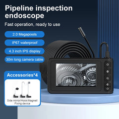 Industrial Endoscope Camera 4.3" IPS Screen HD1080P Single Dual Lens Pipe Car Inspection Borescope IP68 Waterproof LEDs 2600mAh
