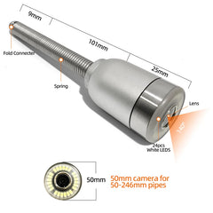 HD Waterproof Inspection CCTV Camera 24 Highlighted White Light LEDs Self-balancing 25mm Drain Sewer Pipe Inspection Camera