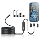 Endoscope Camera with Light & Semi-Rigid Snake Camera, 1920P HD Borescope Tools with 8 Adjustable LED Lights, Inspection Borescope for iOS & Android, Type-C Cable, 16.4 Ft, 5 m,Single Lens