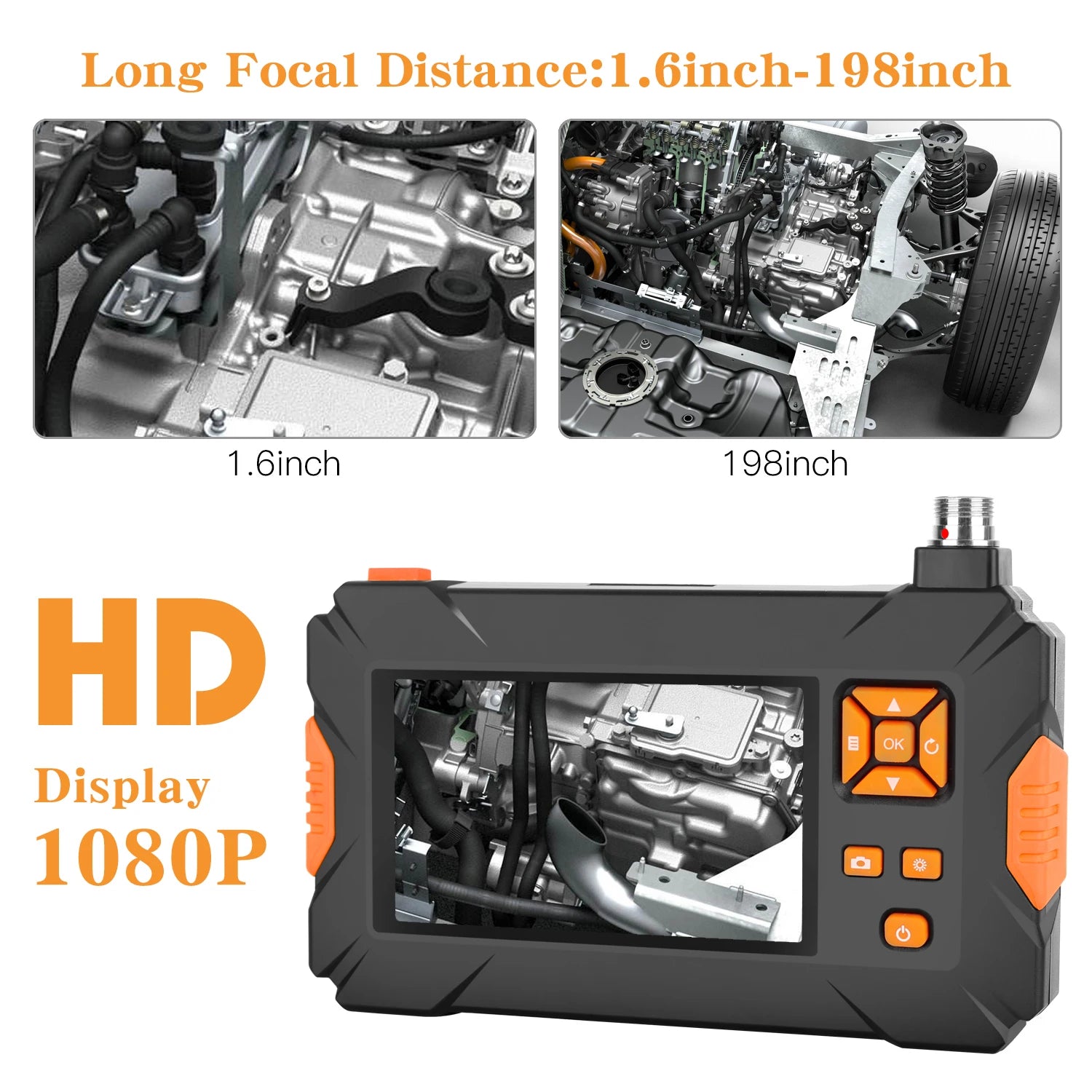 8mm Camera in Pipe Inspection High Definition Endoscope Industrial Auto Pipe Video 4.3 Inch Equipment Engine Borescope Camera