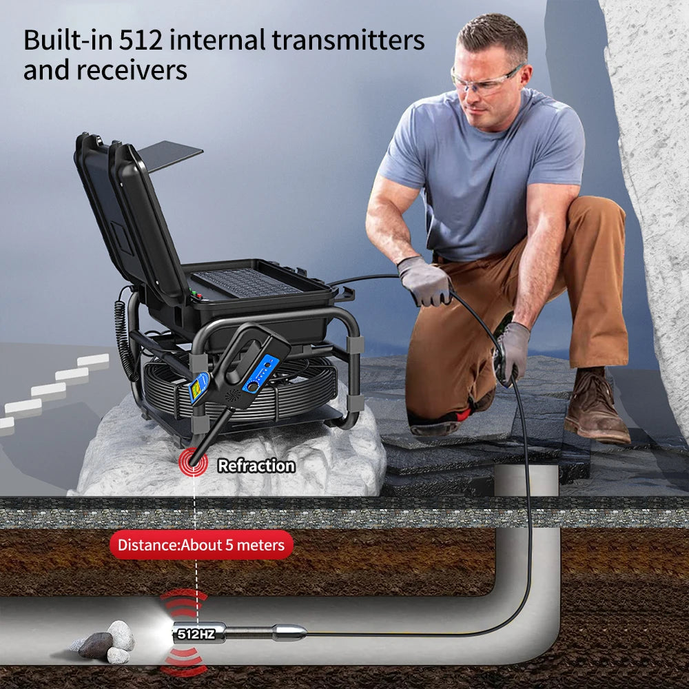 Cctv Sewer Inspection IP68 Waterproof 512HZ Locator Video Pipe Inspection Borescope Camera Drain Pipe Plumbing I