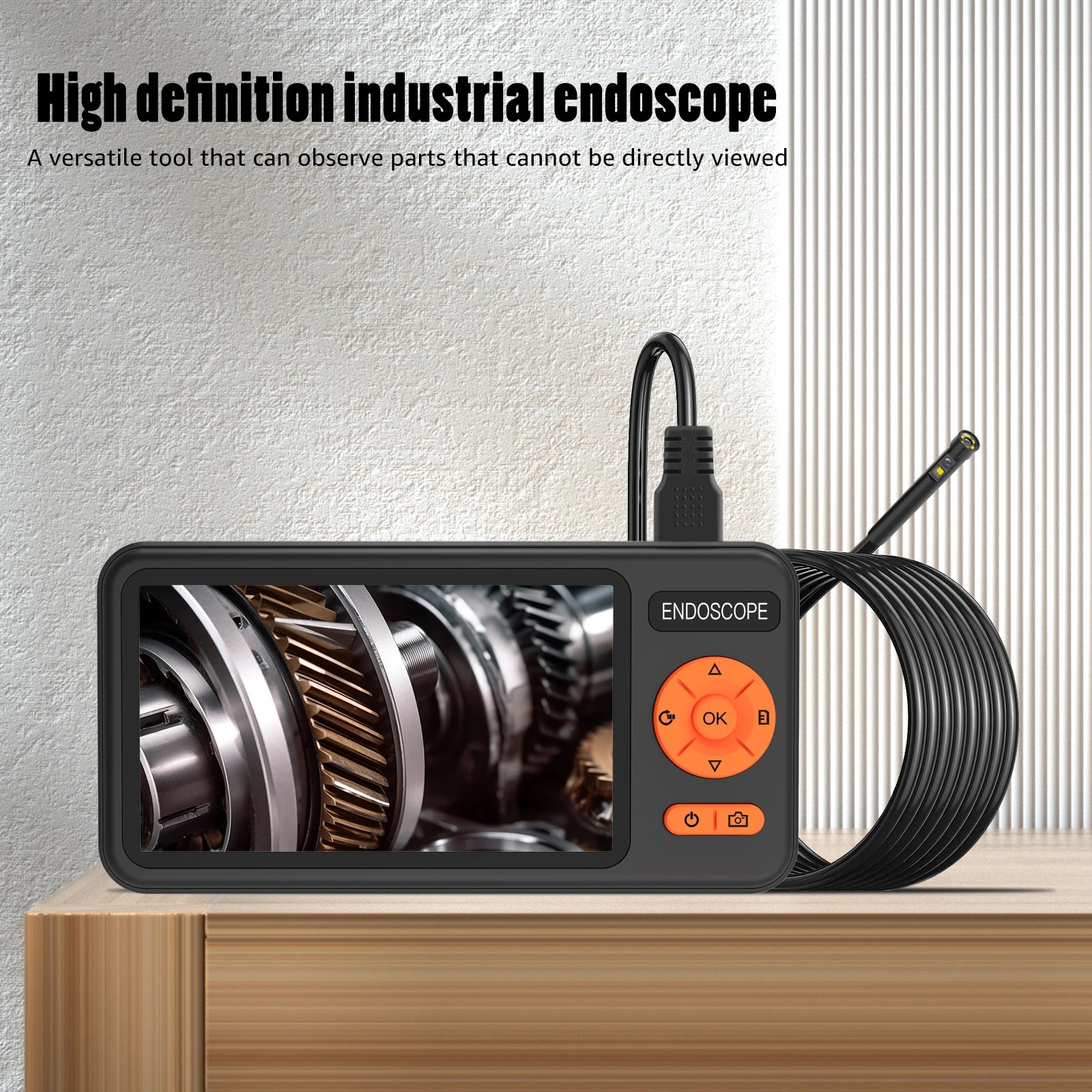 4.5 Inch Inspection Borescope 8mm 2M  Dual Lens Videoscope Pipe 3.9mm Car Industrial Endoscope Borehole Inspection Camera