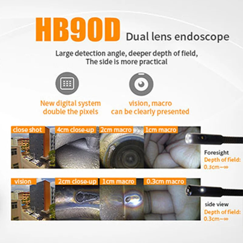 Factory Customized 9MM Dual Lens 3.7mm Endoscope Camera IP67  Sewer Industrial Borescope with 3.5Inch Display Inspection Ca