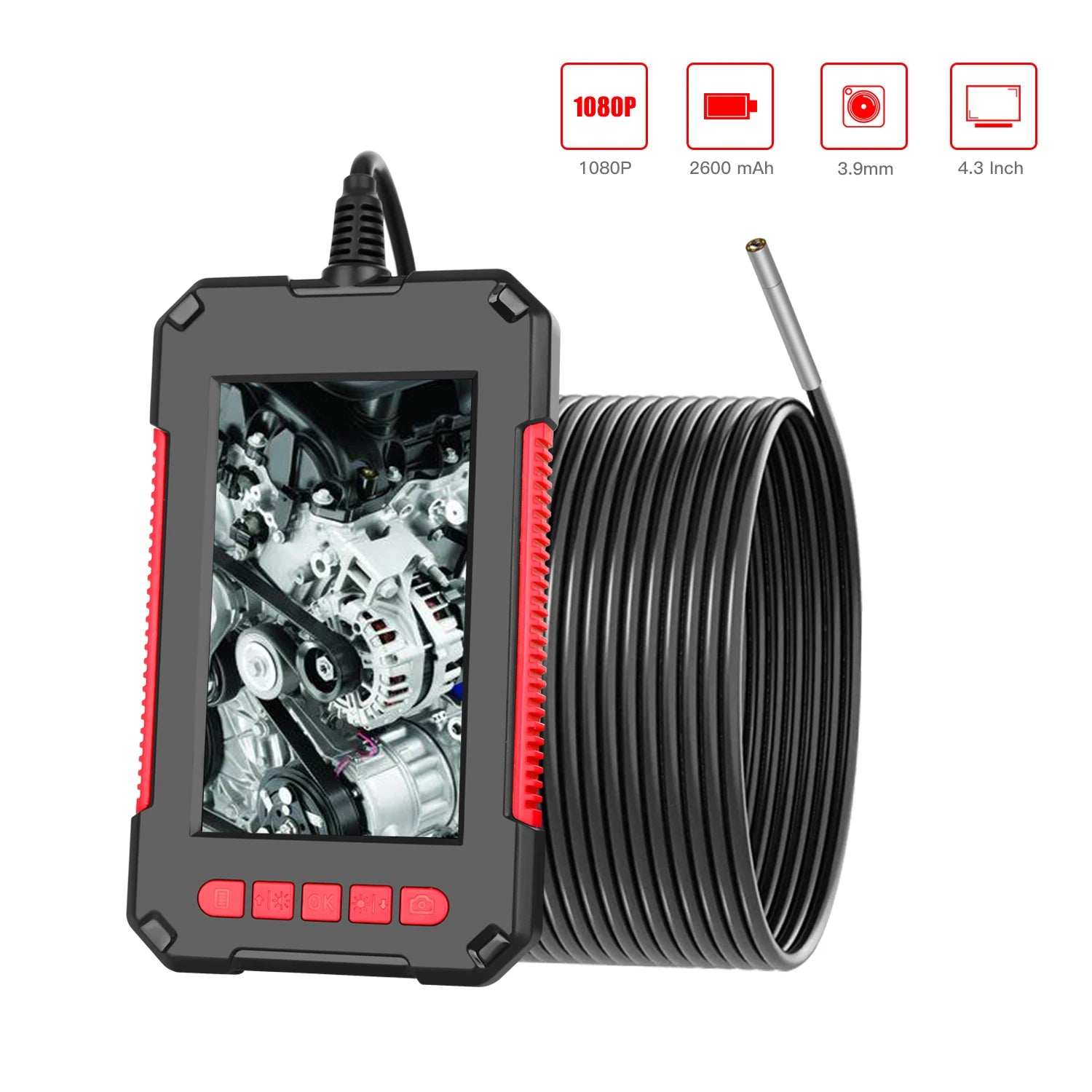 Industrial Endoscope Camera 4.3" IPS Screen 3.9mm Single Dual Lens Pipe Car Inspection Borescope Endoscope Inspection Camera