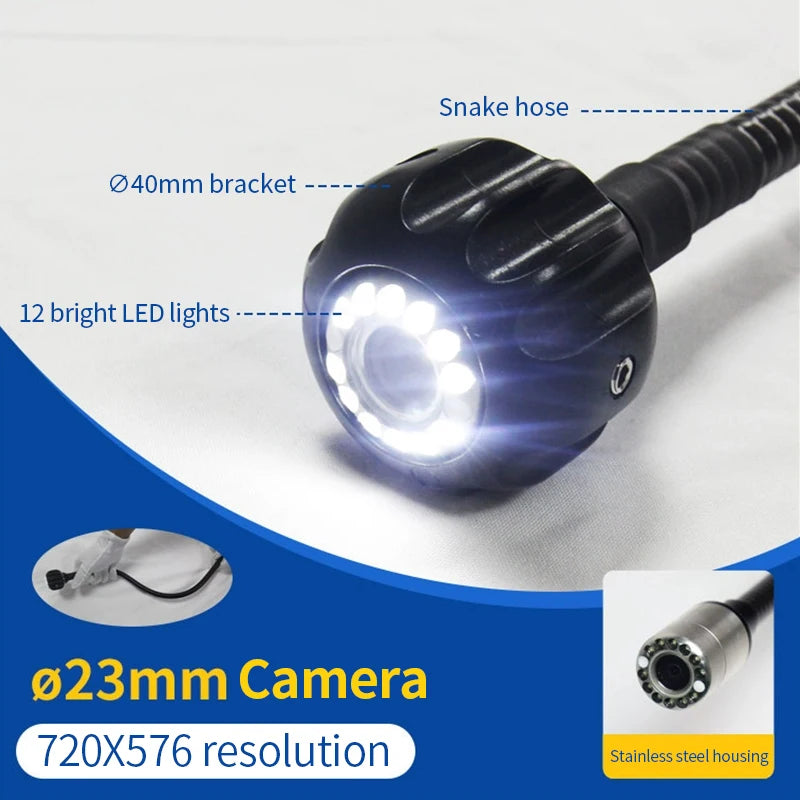 5M Carbon Fiber Pole 23MM Diameter Snake Tube Camera  4.3 Inch Touch Monitor Intercom Infrared Life Detector Video Life Detector