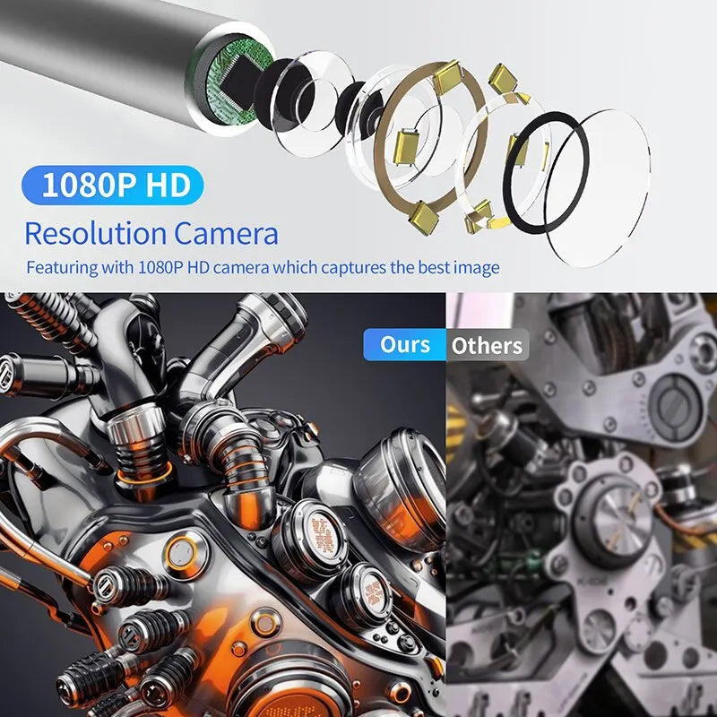 IP68 Waterproof LEDs 2600mAh For Car 2.4 In IPS Screen Industrial Endoscope Camera HD1080P Pipe Sewer Inspection Borescope