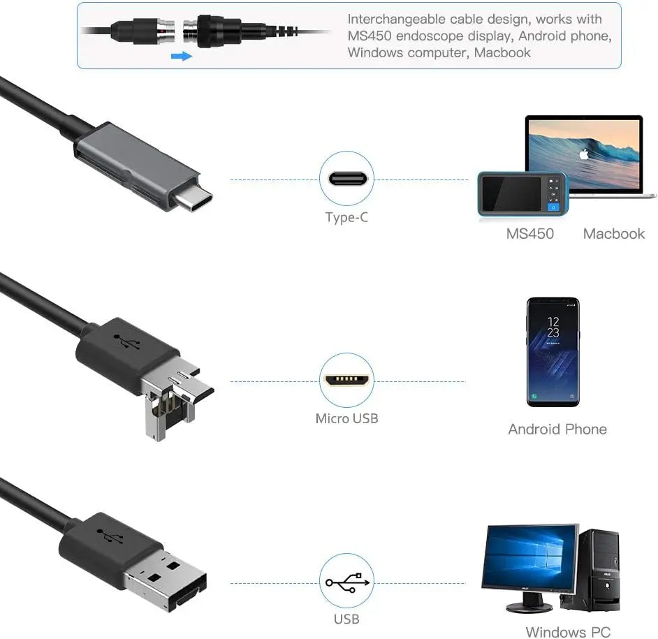 5mm Inspection Borescope Camera HD Quality Video Endoscope Flexible Usb Borescope Ntg450h