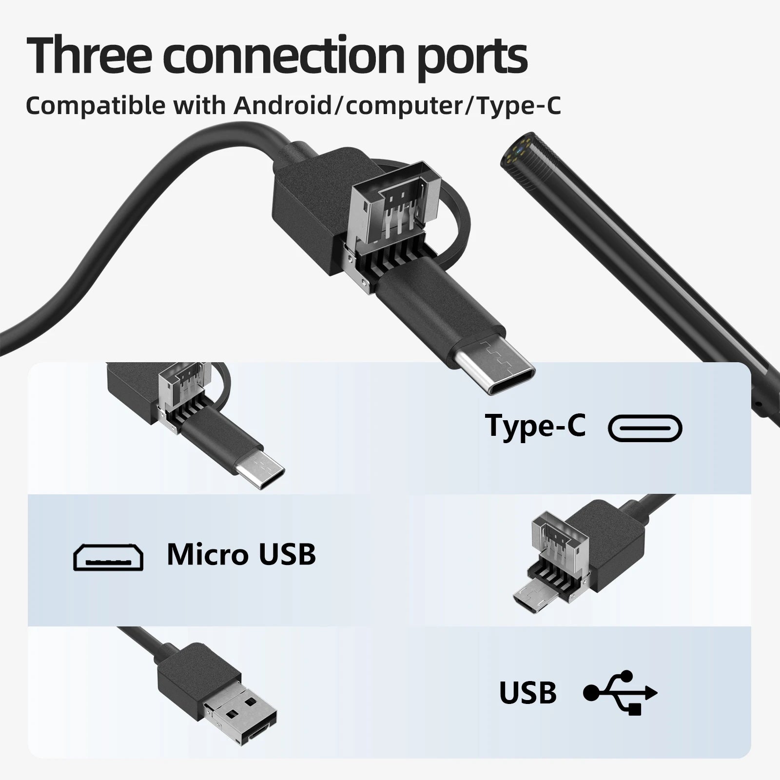 3.3mm Inspection Borescope Camera HD Quality Video Endoscope Flexible Usb Borescope  4.5inch Monitor Industrial Camera