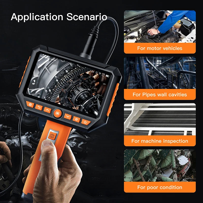 Pipe Camera 5.0'' OLCD Screen Detachable camera video Snake Tube with LED Light WiFi Connect for iOS/Android 1080P HD Borescope