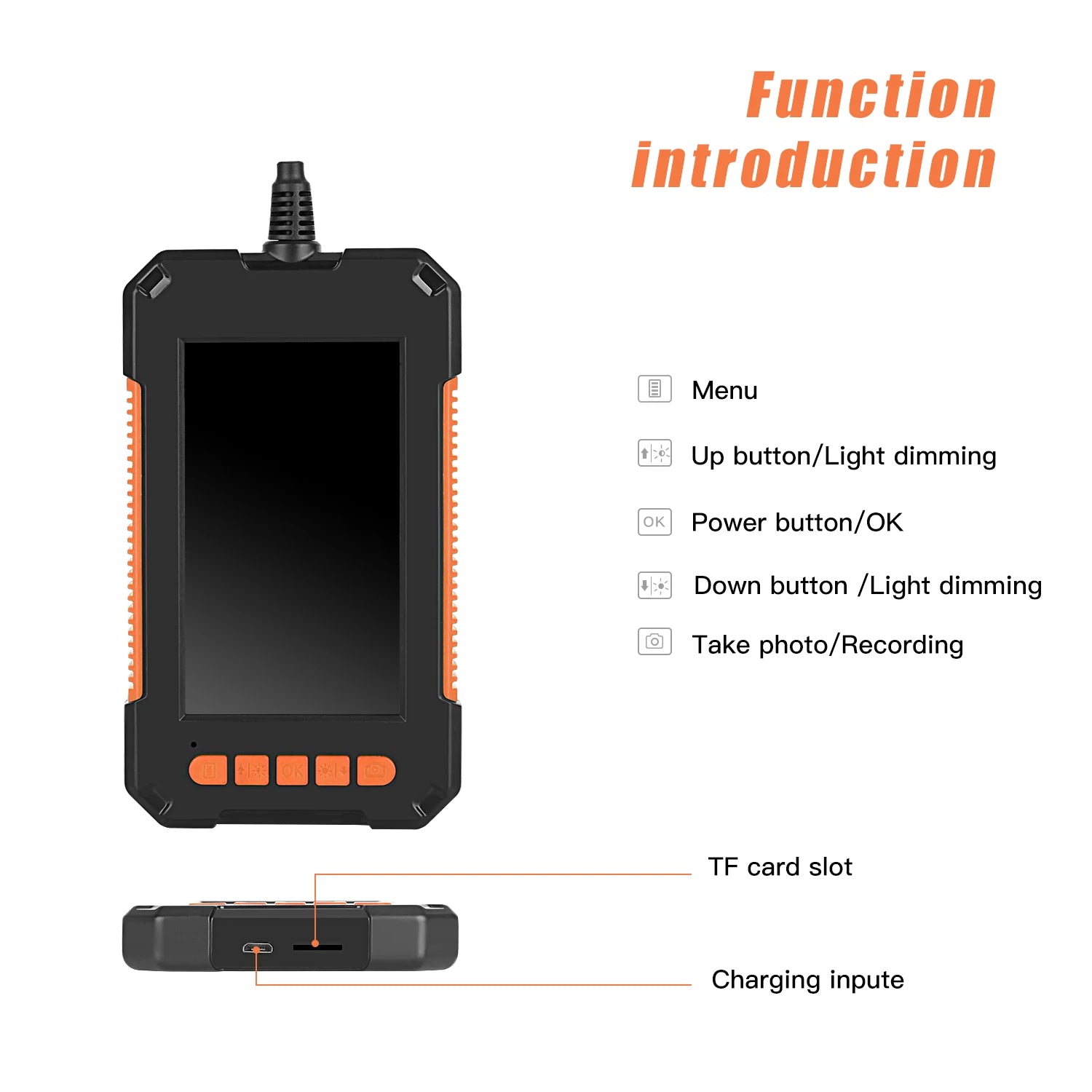 Car Inspection Industrial Endoscope Camera 4.3" IPS Screen 8.8mm Single Lens Car Inspection Borescope IP68 Waterproof