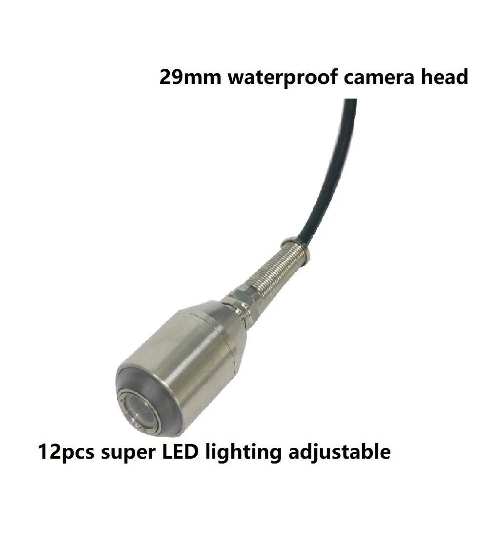 50mm Pan Tilt Pipe Inspection Camera for Underwater Wells 8 Inch AHD Monitor with Screen 20m to 60m with Meter Counter