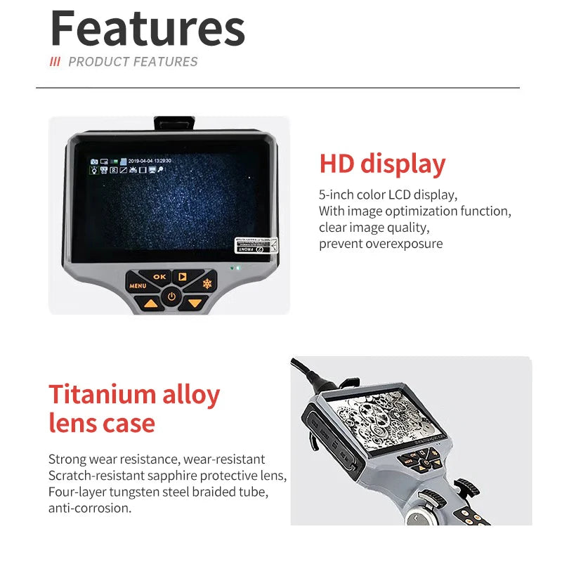 Best Selling Borescope 3mm 90 Degrees Inspection Borescope Camera HD Quality Articulated Video Endoscope with Fiber Optic Lens