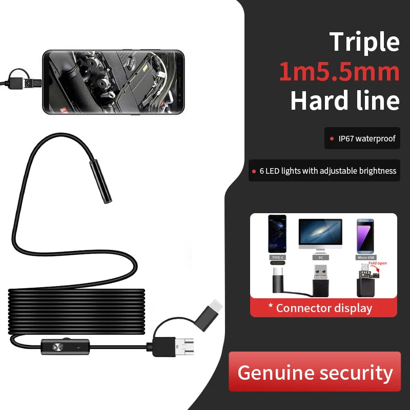 1080p Hd 3in1 Endoscope Camera Usb Type-c Borescope 8mm Endoscope Camera System