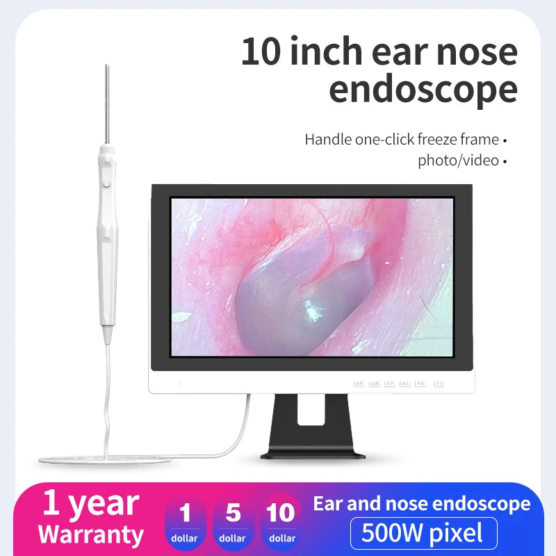 1280p Display Ear Cleaner Otoscope Endoscope Camera 3.9mm 10.1 Inch Hd Screen Digital Camera Otoscope for Ear Monitor Earpick
