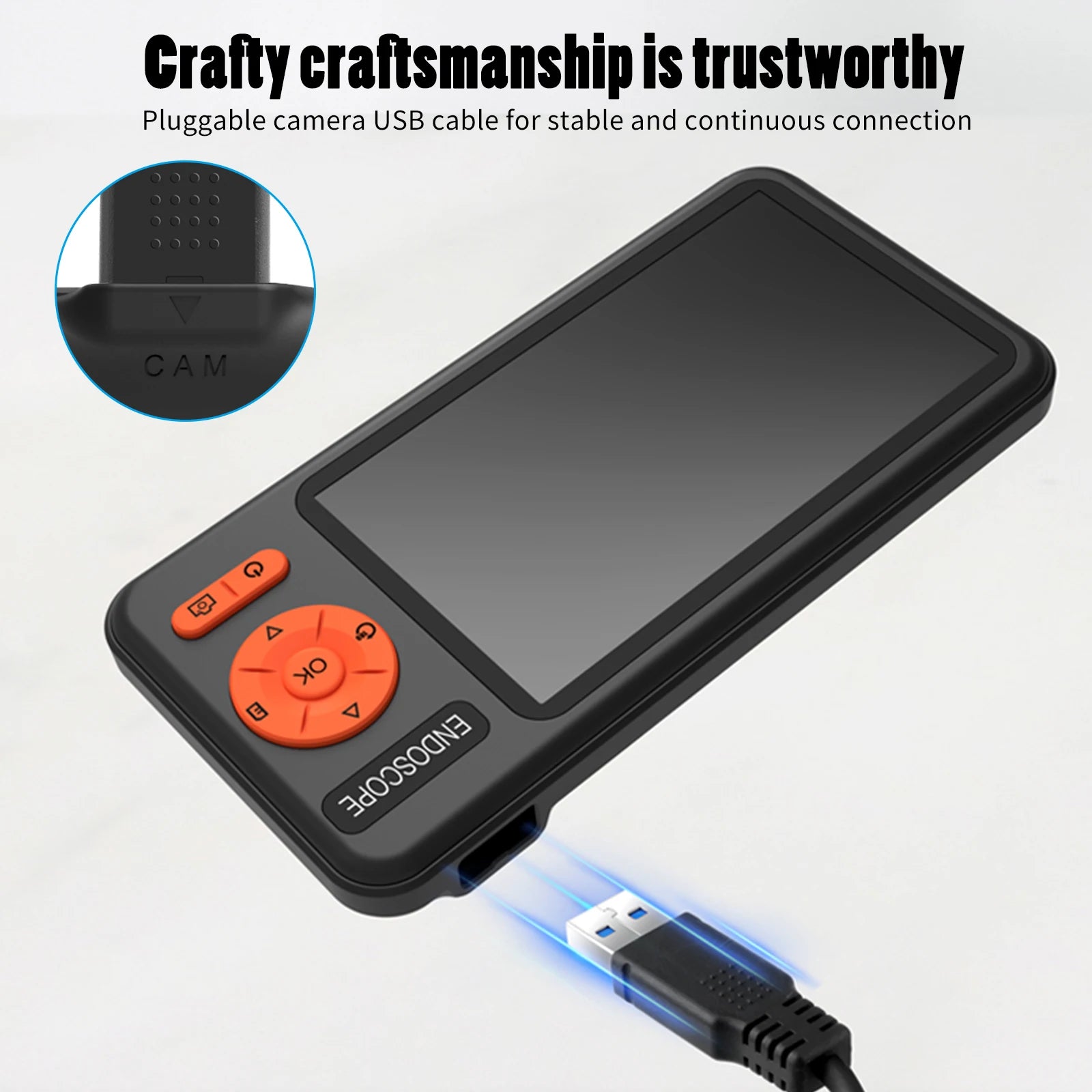 4.5 Inch Inspection Borescope 8mm 2M  Dual Lens Videoscope Pipe 3.9mm Car Industrial Endoscope Borehole Inspection Camera