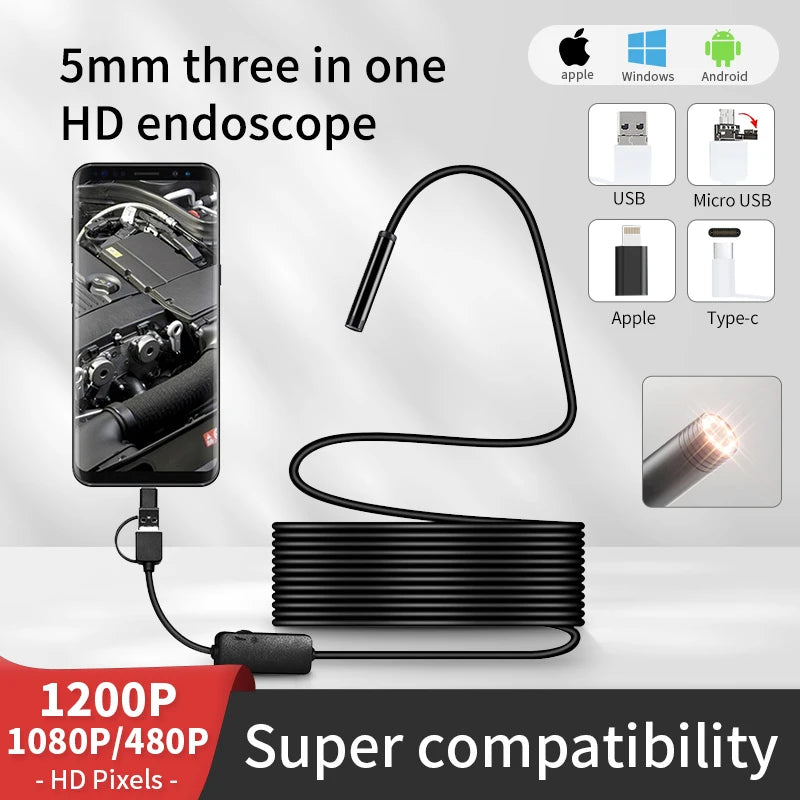 3 In1 5.5mm Diameter Endoscope Camera Handheld Usb Type C Broescope Endoscope Camera 5.5