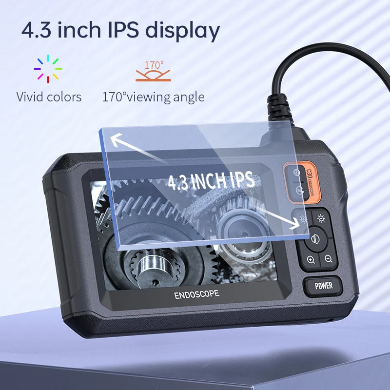 4.3inch Monitor hd IP67 Waterproof Industrial 1080p Camera 8mm Borescopes Portable Endoscope Inspection