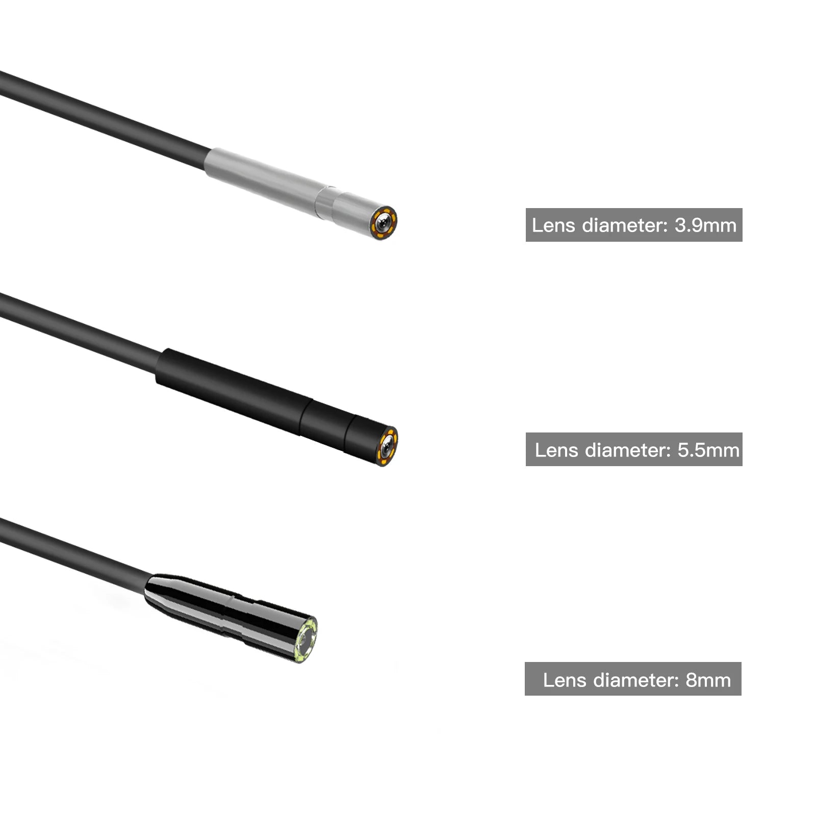 P10 Industrial Pipe Endoscope 3.9mm 5.5mm 8mm 2.8 Inch Ips Color HD Screen 1080P for Vehicle Pipe Camera Endoscope