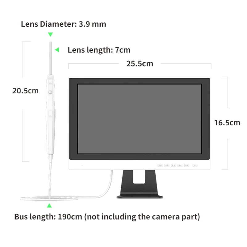 1280p Display Ear Cleaner Otoscope Endoscope Camera 3.9mm 10.1 Inch Hd Screen Digital Camera Otoscope for Ear Monitor Earpick