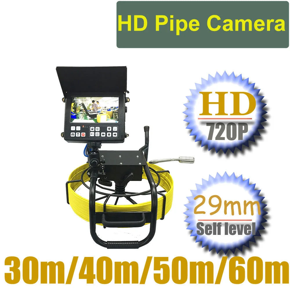 60m Sewer Camera Inspection 45mm Dual Lens Sewer Inspection Camera HD DVR System Meter Counter Borescope Camera with Rotation