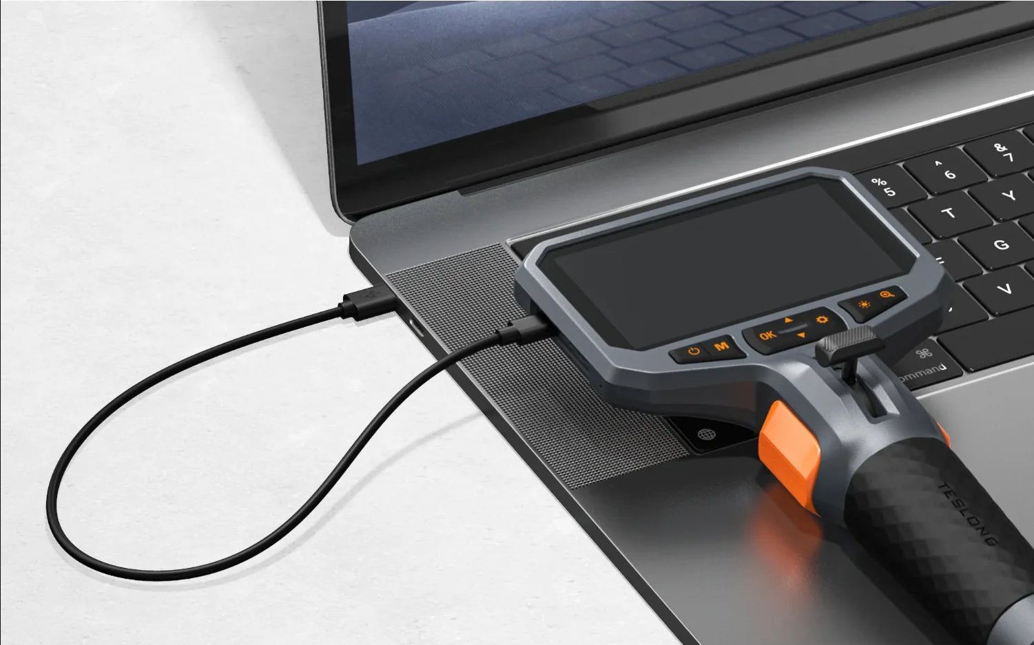 8.5mm Two-Way Articulating Borescope with Light Dual Lens Industrial Endoscope Inspection Camera with Articulated Probe TD450S